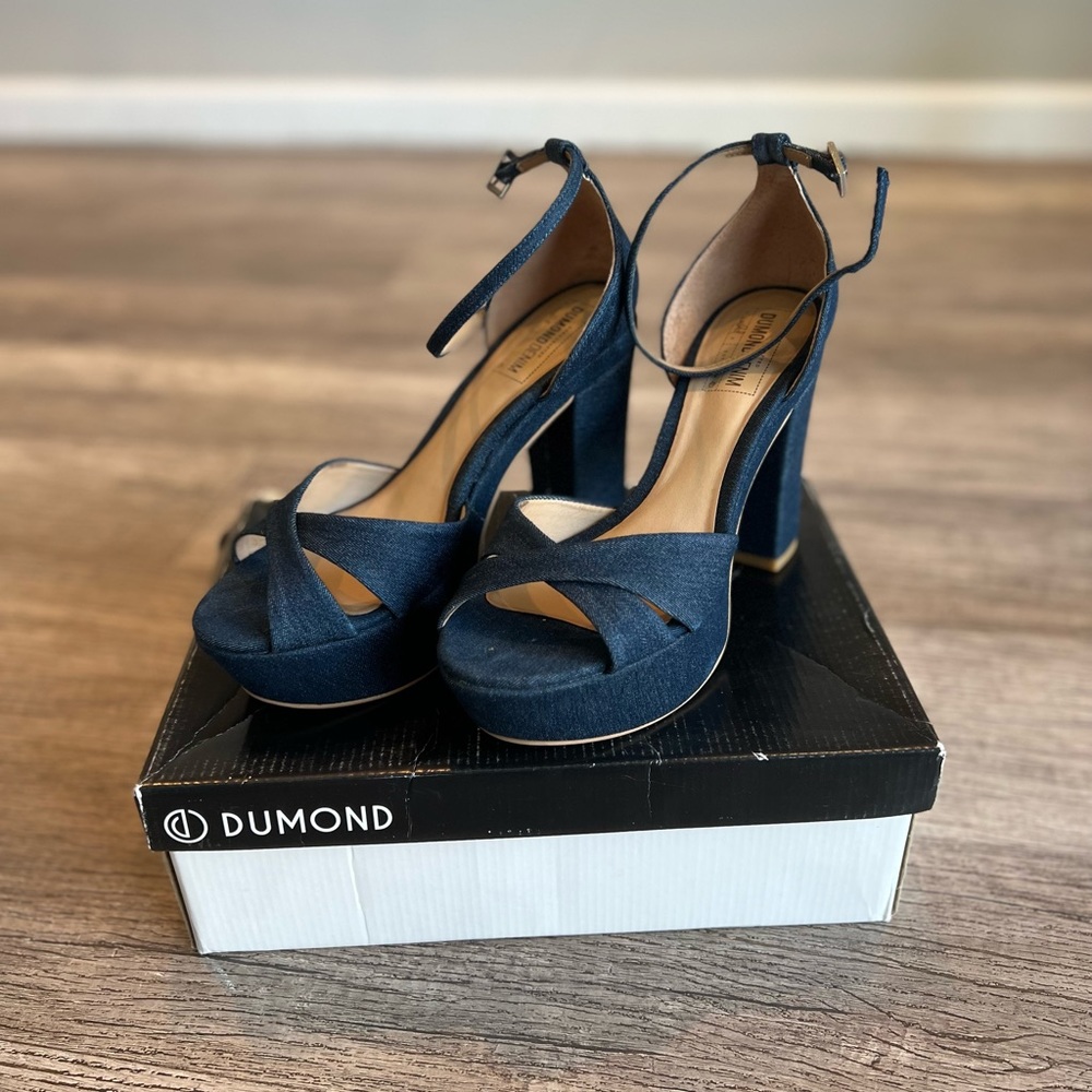 Beautiful Navy Denim Heels NWT